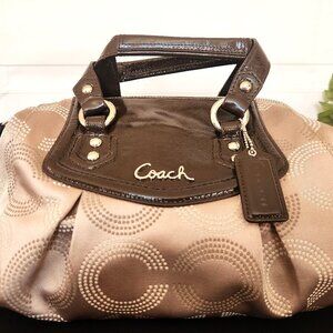 COACH Y2K Ashley Signature CC Satchel in tan sateen fabric and patent leather